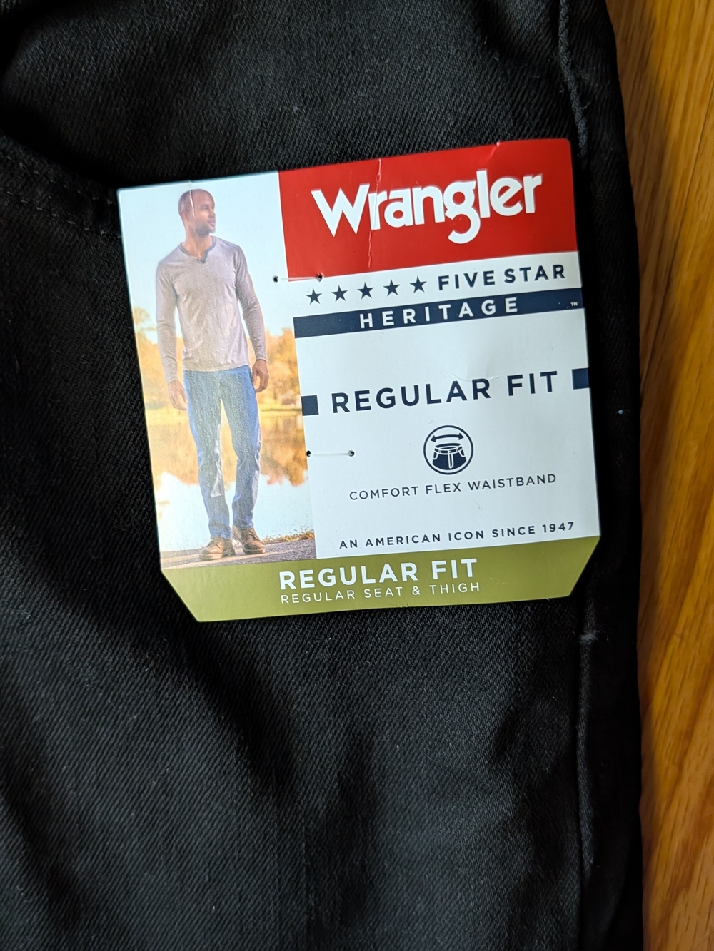 Wrangler Five Star Heritage Regular Fit Men’s Black Jeans Nwt 34x30